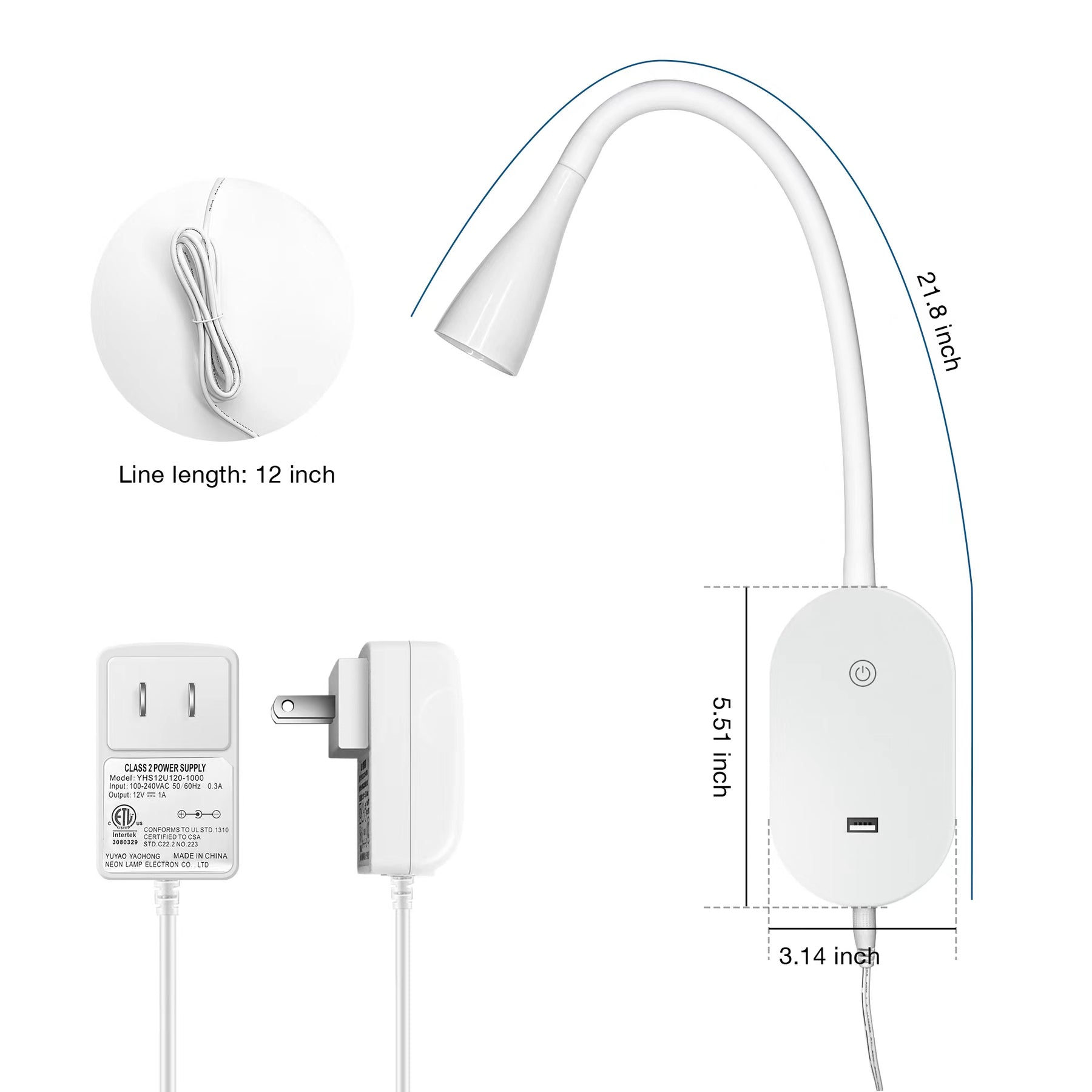 Wall Mount Reading Light 3000K